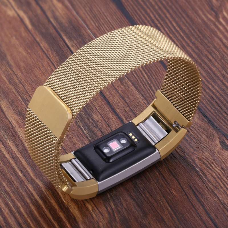 Fitbit Charge 2 Stainless Steel Band - Adjustable Replacement Strap with Magnetic Lock - Gold