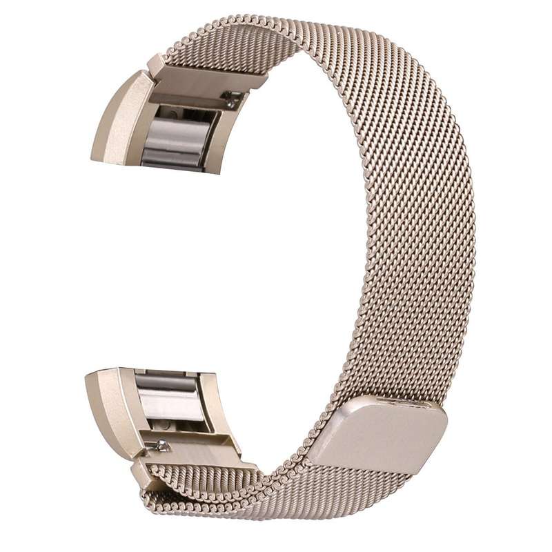 Fitbit Charge 2 Stainless Steel Band - Adjustable Replacement Strap with Magnetic Lock - Ash Gold
