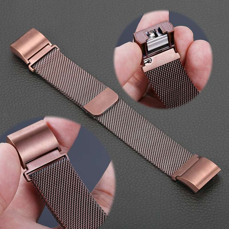 Fitbit Charge 2 Stainless Steel Band - Adjustable Replacement Strap with Magnetic Lock - Coffee B...