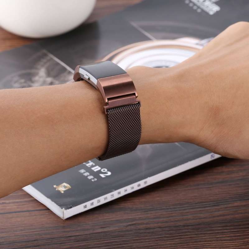 Fitbit Charge 2 Stainless Steel Band - Adjustable Replacement Strap with Magnetic Lock - Coffee B...