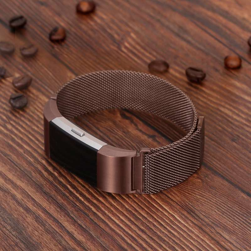 Fitbit Charge 2 Stainless Steel Band - Adjustable Replacement Strap with Magnetic Lock - Coffee B...