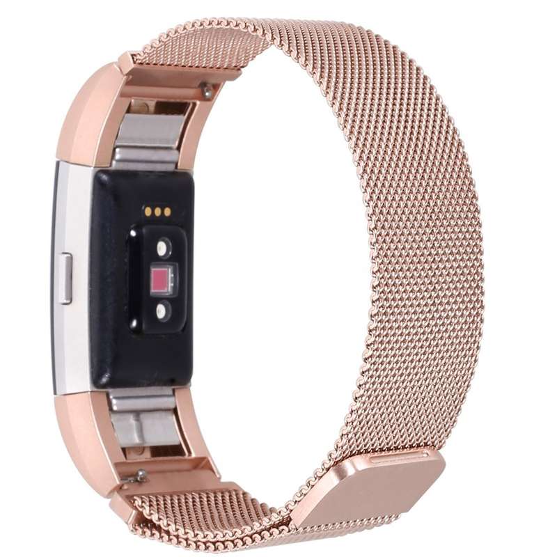 Fitbit Charge 2 Stainless Steel Band - Adjustable Replacement Strap with Magnetic Lock - Rose Gold