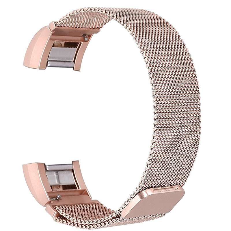 Fitbit Charge 2 Stainless Steel Band - Adjustable Replacement Strap with Magnetic Lock - Rose Gold