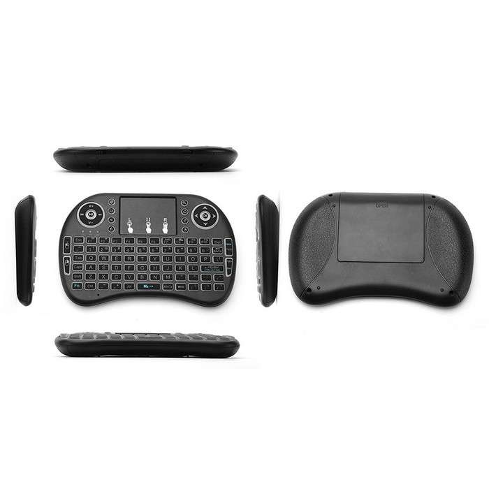 i8 Backlit Mini Wireless Keyboard With Touchpad Infrared Remote Control - rechargeable battery