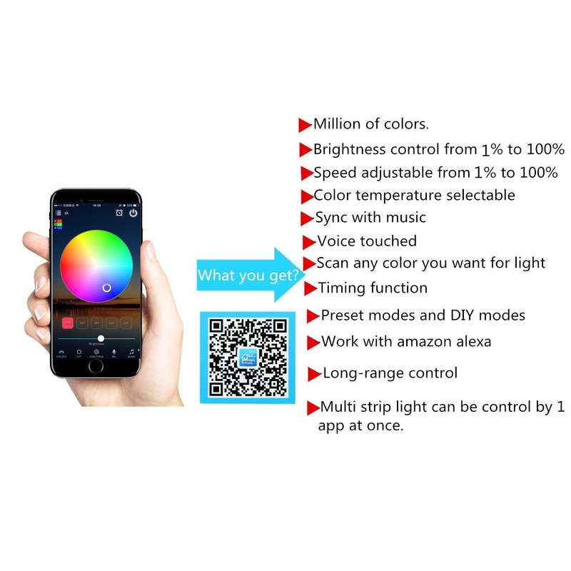 10m RGB Wifi Smart LED Strip Light kit with DC12V Power Supply - Alexa/Google Home compatible (Wa...