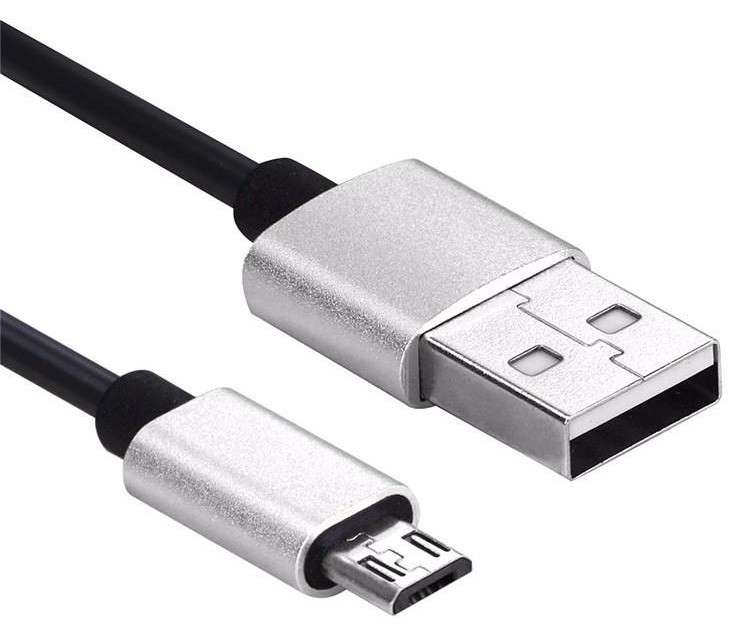 Micro USB coiled cable - 2.1A output (1M) Black