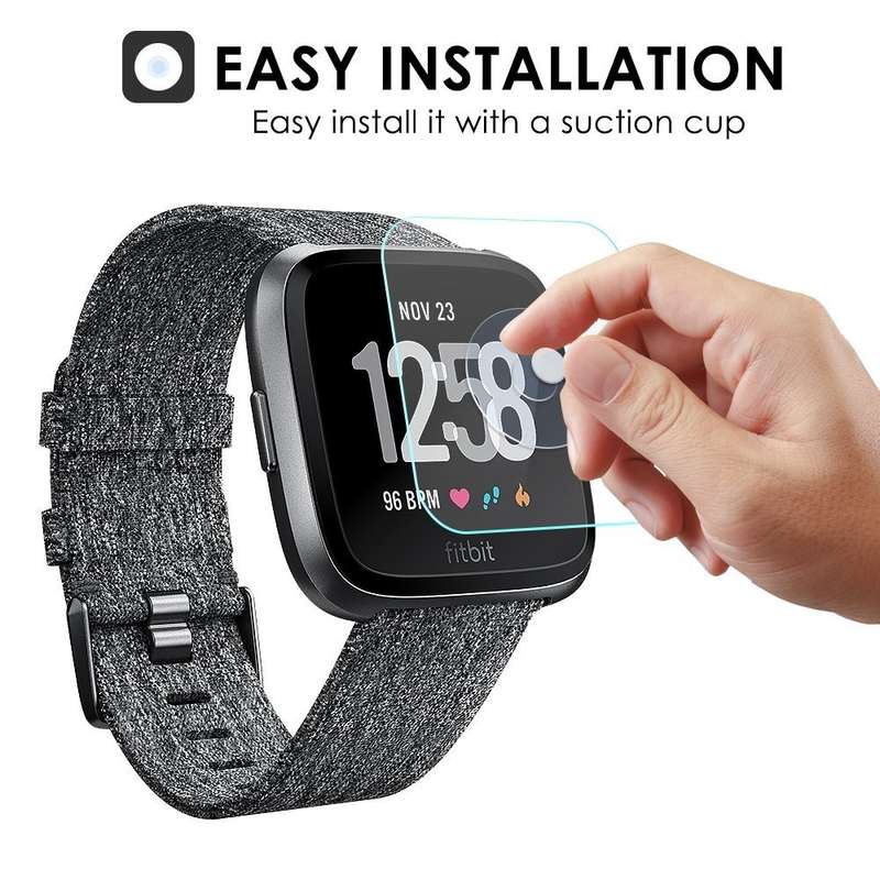 Fitbit Versa Screen Protector 9H Tempered Glass Round Edge Crystal Clear (3 pack)