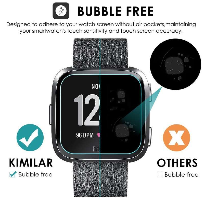 Fitbit Versa Screen Protector 9H Tempered Glass Round Edge Crystal Clear (3 pack)