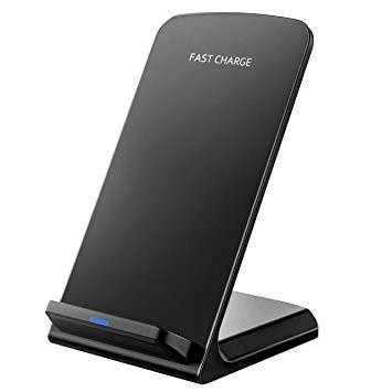 Fast Charge Wireless Desktop Charging Stand Charger - 2-Coil Qi Black
