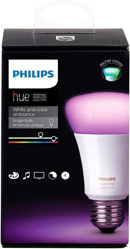 Philips Hue White and COLOUR Ambiance A19 10w Dimmable LED Smart Bulb - Compatible with Alexa  Ap...
