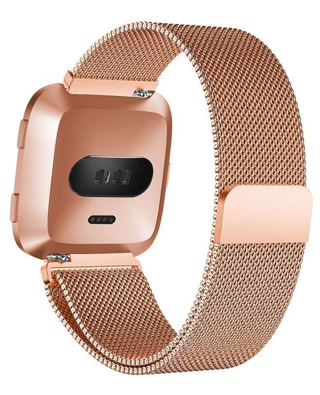 Fitbit Versa Magnetic Milanese Loop Stainless Steel Watch Band - Rose Gold