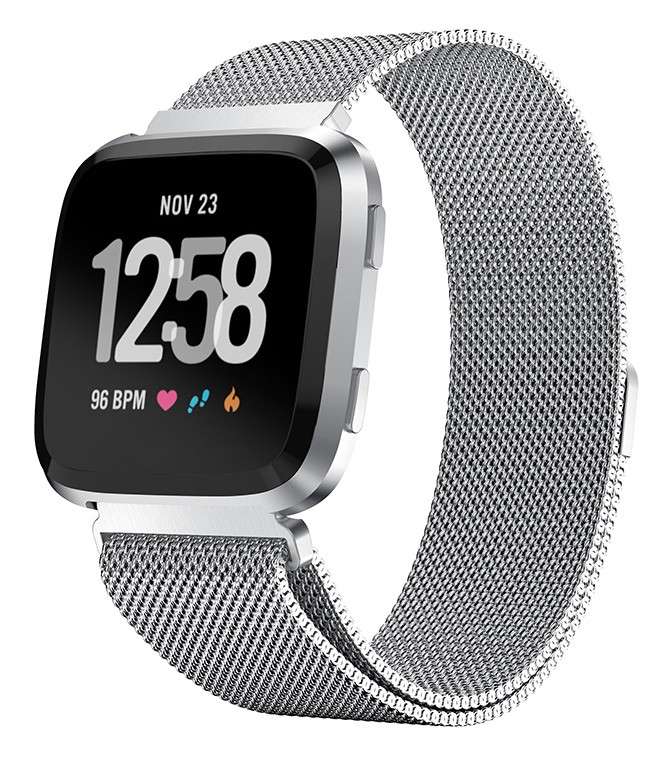 Fitbit Versa Magnetic Milanese Loop Stainless Steel Watch Band - Silver