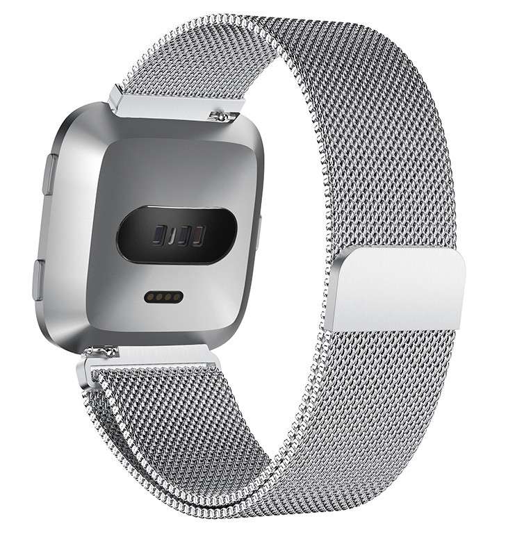 Fitbit Versa Magnetic Milanese Loop Stainless Steel Watch Band - Silver
