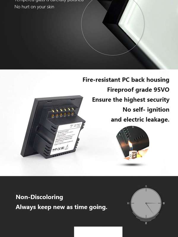 Dimmable Smart Light Switch - RF Touch Remote Control - 1 Gang (NO NEUTRAL REQUIRED) Black
