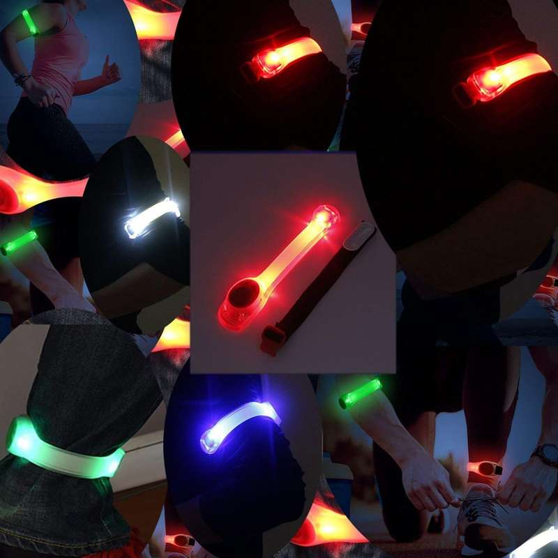 Safety LED Light Arm Band Reflective Silicon Strap-White