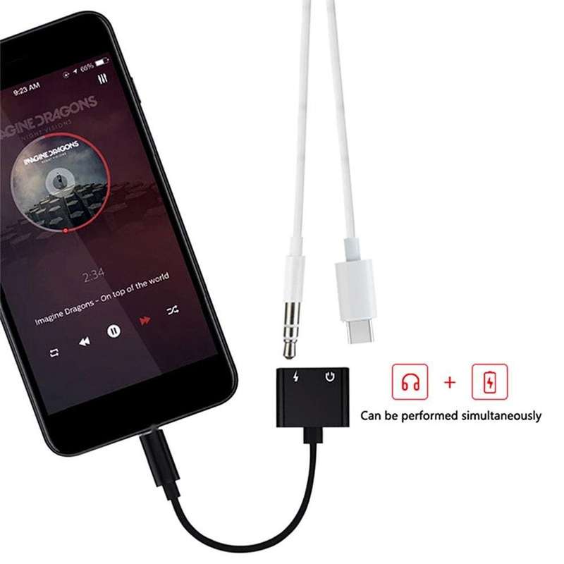 2-in-1 USB Type-C to 3.5mm Audio Jack and USB Type-C Charger