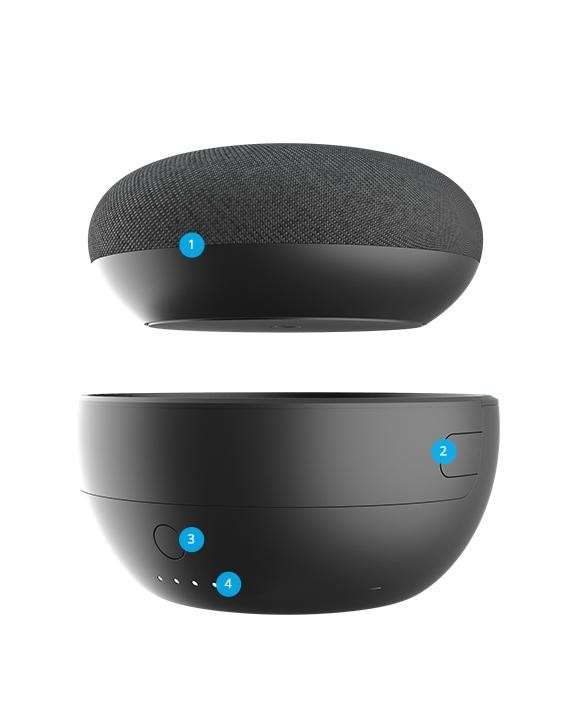 JOT Portable Battery Base for Google Home Mini - Black