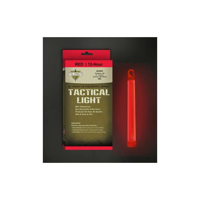 Tac Shield 6" 8 Hour Light Stick - Single - Tac Shield Red