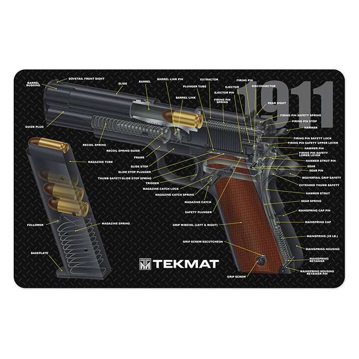 TekMat Handgun Bench Mat - Various Models - TekMat Colt 1911 Cut Away