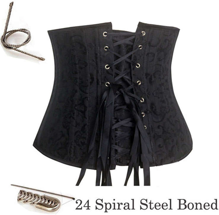 Waist Cincher Corset Body Shaper Girdle, Steel Bone Waist Training Corset, 24 Spiral Steel Boned Brocade Corset, #N8268