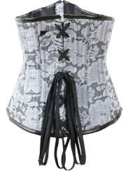 Waist Cincher Corset Body Shaper Girdle, Floral Lace Overlay Waist Training Corset, 24 Spiral Steel Boned Underbust Corset, #N8755