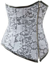 Waist Cincher Corset Body Shaper Girdle, Floral Lace Overlay Waist Training Corset, 24 Spiral Steel Boned Underbust Corset, #N8755