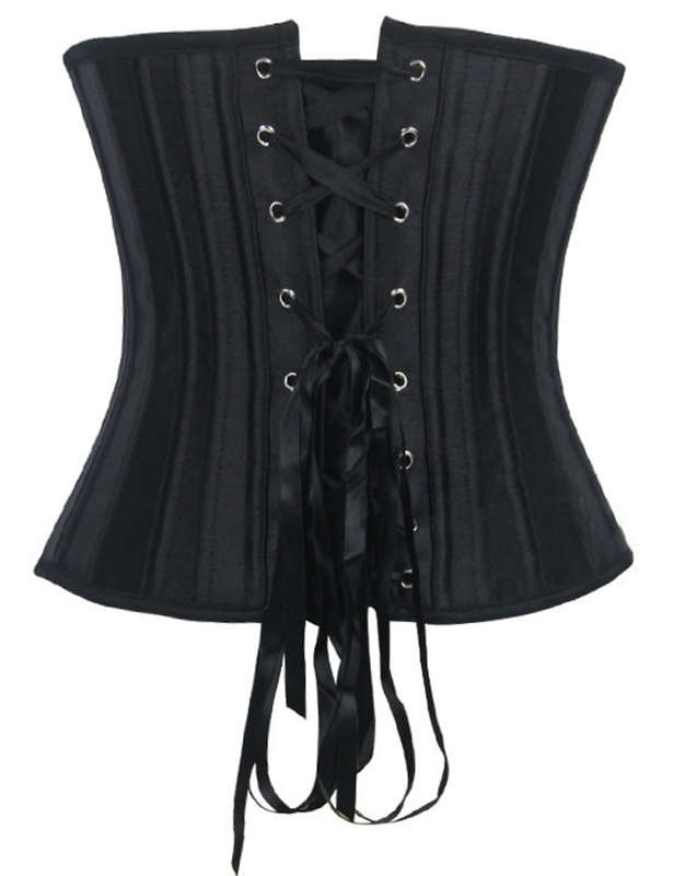 Black Satin Underbust Corset, Steel Bones Underbust Corset, Waist Training Underbust Corset, #N8848