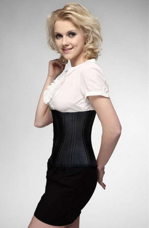 26 Steel Bone Underbust Corset, Comfortable Black Underbust Corset, Satin Busk Closure Lace Up Underbust Corset, Cheap High Quality Corset, #N9621