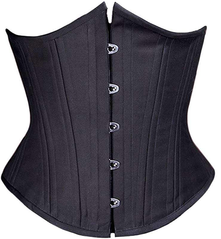 26 Steel Bone Underbust Corset, Comfortable Black Underbust Corset, Satin Busk Closure Lace Up Underbust Corset, Cheap High Quality Corset, #N9621