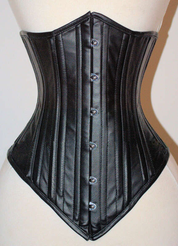 Faux Leather Underbust Corset, Black Steel Bones Underbust Corset, Waist Training Cincher Underbust Corset, #N8856