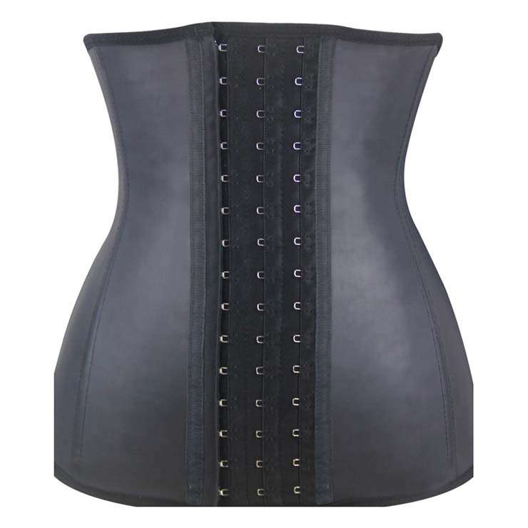 Latex Corset, Cheap Black Underbust Corset, Black 9 Steels Corset, Waist Cincher Corset, Plus Size Corset Vest, #N10732