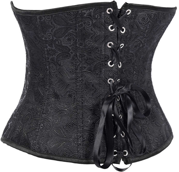 Embossed Underbust Corset, Black Underbust Corset, Floral Brocade Underbust Corset, #N8100