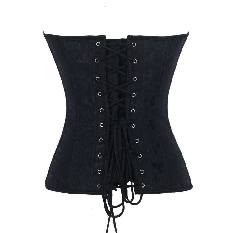 Palace Jacquard Weave Overbust Corset, Lace Up and Busk Outerwear Corset, Black Sexy Steel Bone Outerwear Corset, #N9553