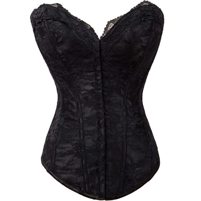 Sexy Floral Lace Corset, Black Lace Corset, Lace Overbust Corset, #N8970