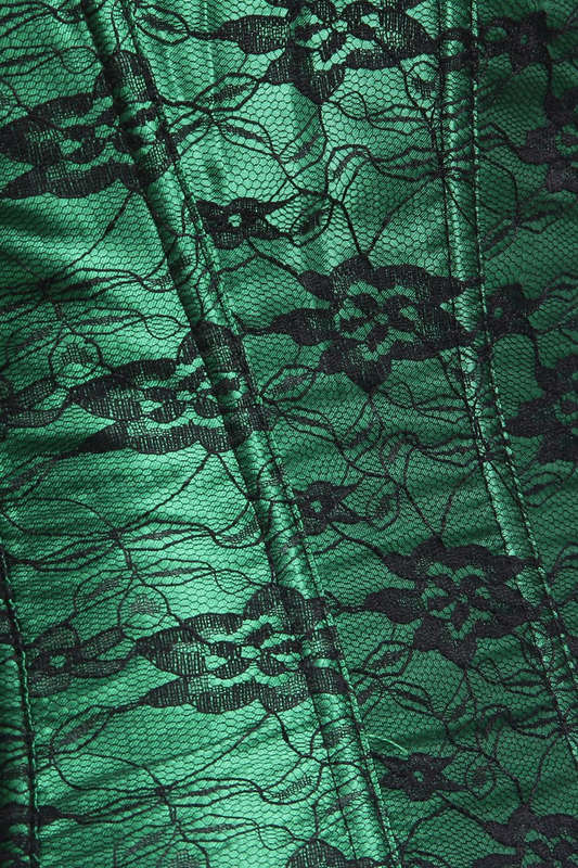 Strapless corset, lace-up front corset, Green corset, #N1220