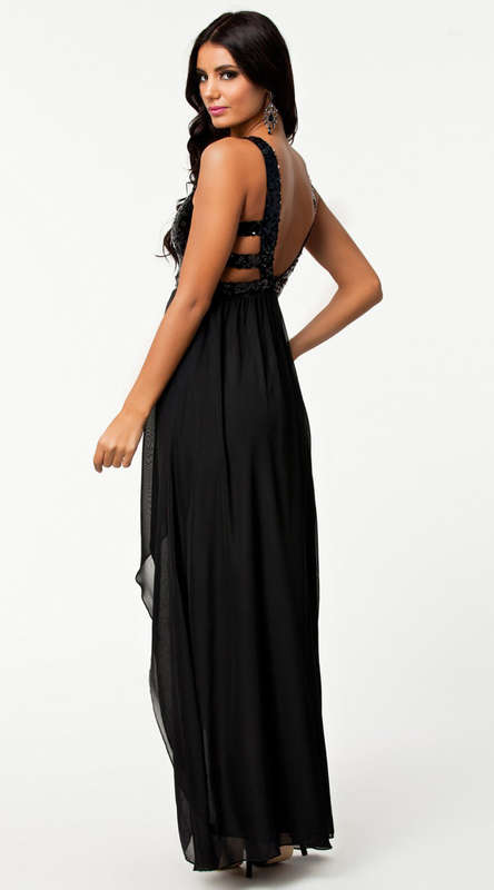 Lima dress, Sequin Maxi dress, Black Sequin Gowns, #N8631