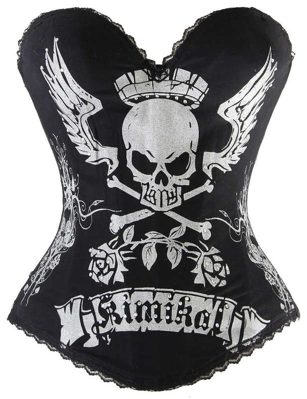 Magic Printed Rhinestone Corset, Lord Skull Printed Corset, Printed Corset, #N4241