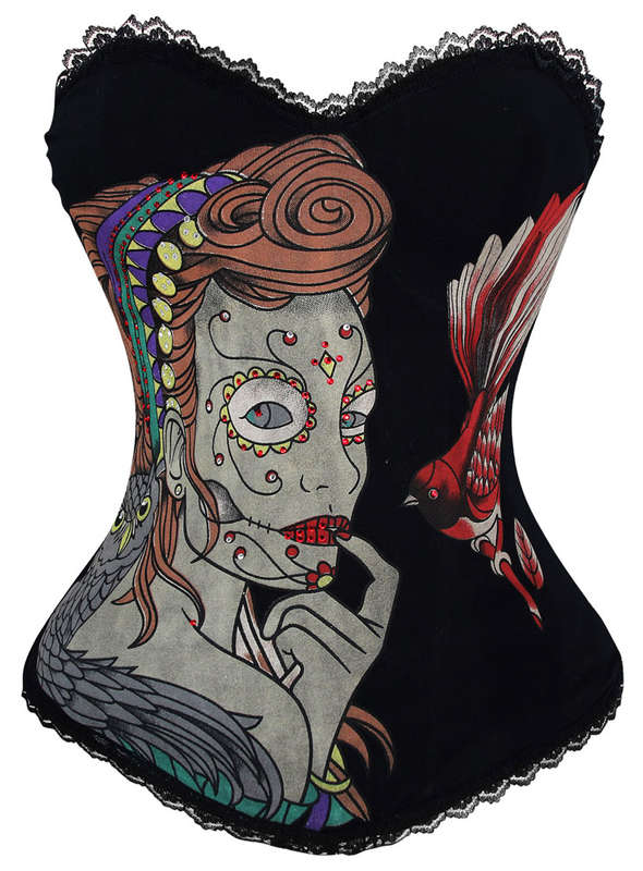 Magic Printed Rhinestone Corset, Naked Women printed Corset, Printed Rhinestone Corset, #N2912