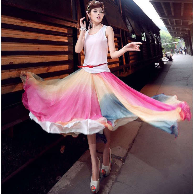 Multicolour Fairy Chiffon Maxi Skirt