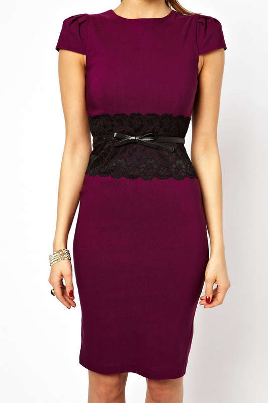 Paper Dolls Lace Waistband Dress, Round Collar Waist Lace Dress, Short Sleeves Lady Evening Dress, #N7656