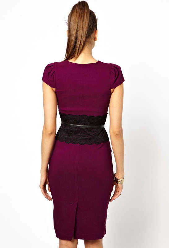 Paper Dolls Lace Waistband Dress, Round Collar Waist Lace Dress, Short Sleeves Lady Evening Dress, #N7656