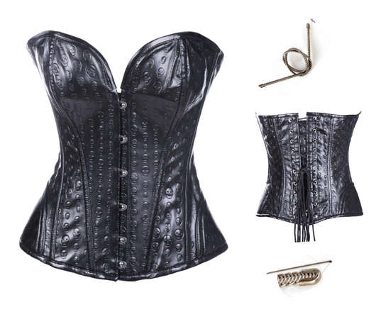 Skull Print Leather Steel Boning Corset, Skull Print Leather Corset, Skull Print Metal Boned Corset, #N5684