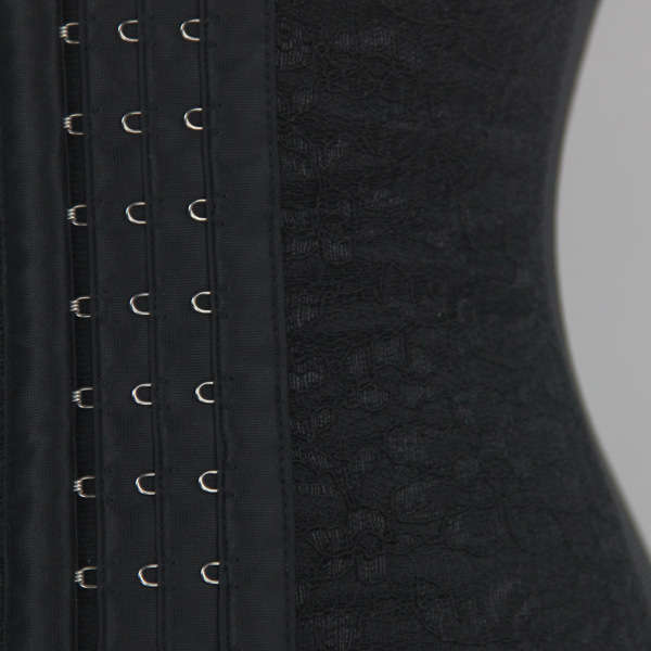 Black Waist Cincher Body Shaper Corset, Lace Decorated Waist Training Corset, Spiral Steel Boned Underbust Corset, #N9160