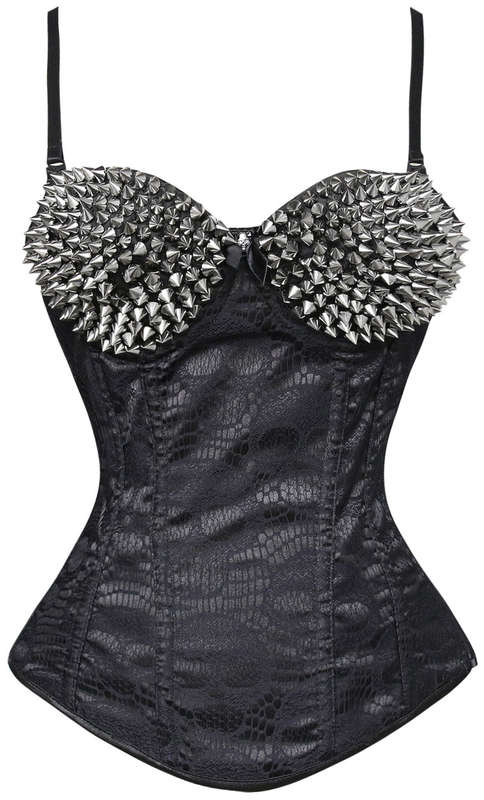 Steampunk Skull Pattern Corset, Silver Rivet Studded Corset, Steampunk Steel Boned Waist Training Corset, #N9950