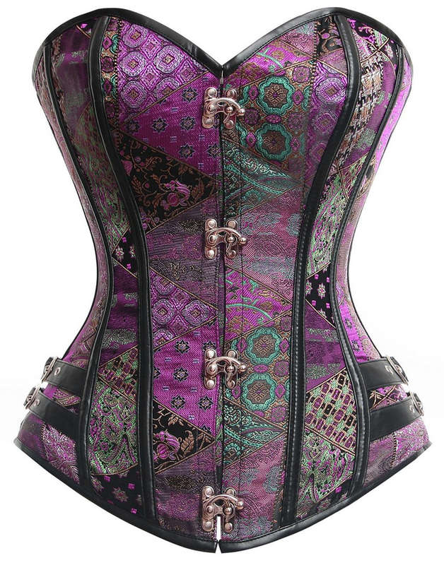 Streampunk Vegan Corset, Steel Boned Corset, Steampunk Corset, #N4829