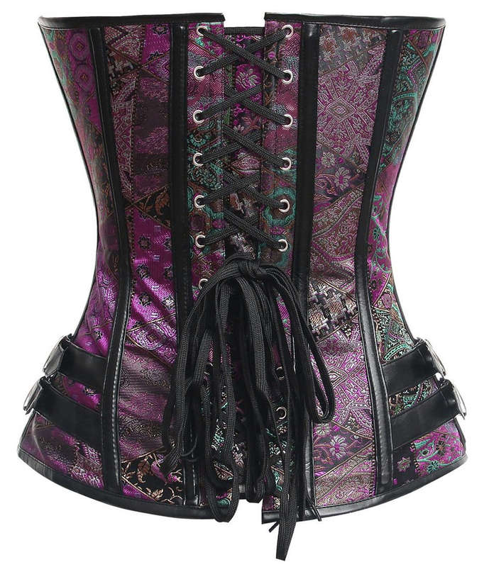 Streampunk Vegan Corset, Steel Boned Corset, Steampunk Corset, #N4829