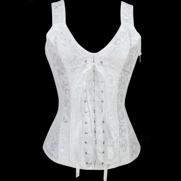 Jacquard Racerback Corset, Floral Brocade Outerwear Corset, Lace-up Strap Corset, #N9110