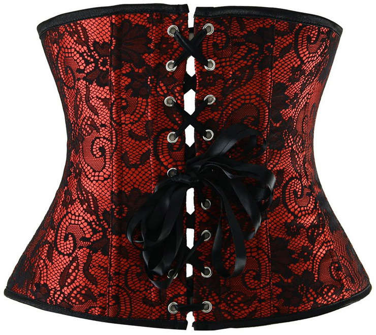 underbust corset, Red lace underbust corset, Lace underbust corset, #N4831