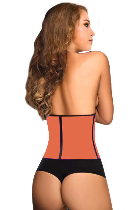 Latex Underbust Corset, Elastic Body Shaper Bustier, High Quality Orange Steel Bone Underbust Corset, Plus Size Corset, #N10249