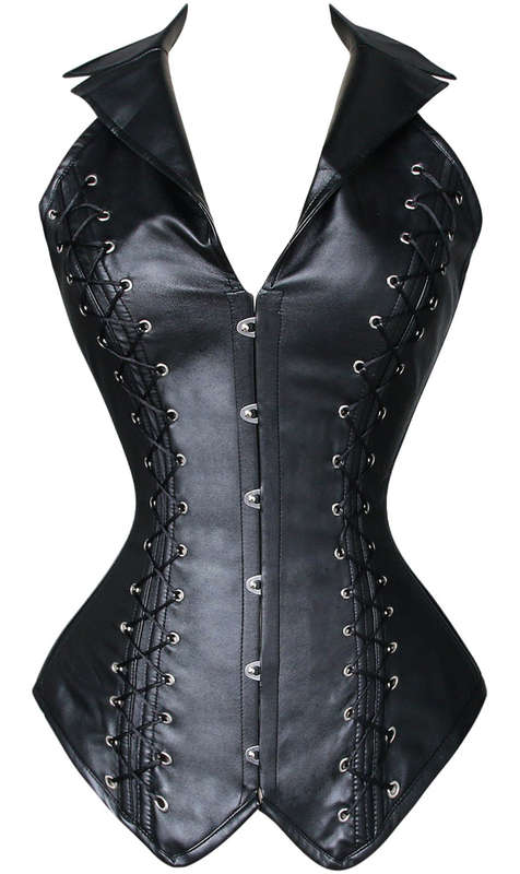 2pcs Vest Leather Corset, Vest Leather Corset Black, Leather Corset Black, #N4392